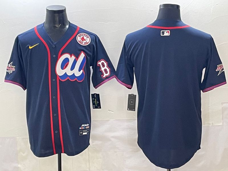 Men 2025 Boston Red Sox Blank Drak Blue All star Nike MLB Jersey style 02